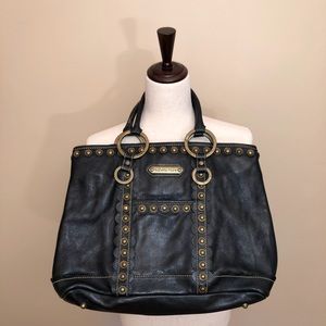 Isabella Fiore Large Studded Black Leather Tote
